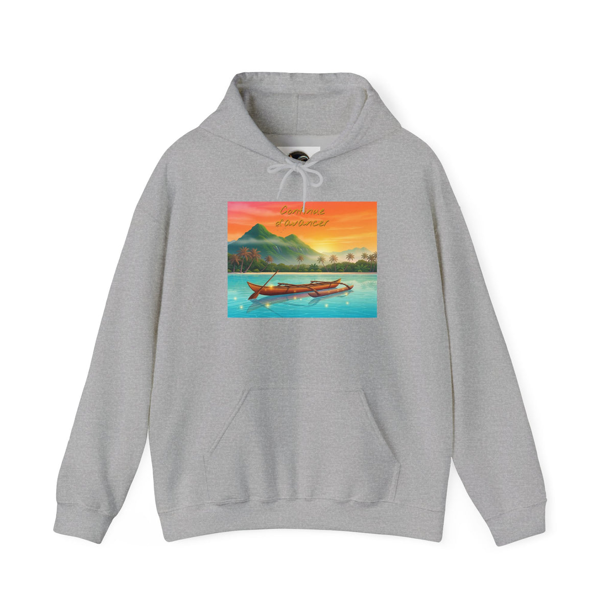 Tropical Sunset Hoodie — Scenic Boat & Island Print