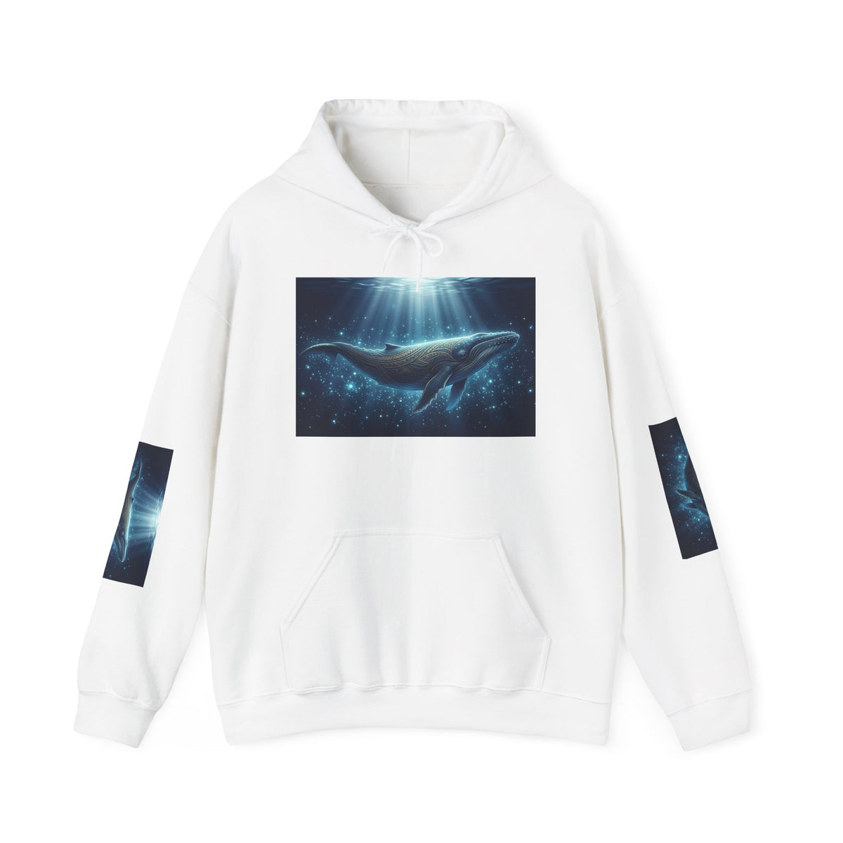 Whale of Light Hoodie — Radiant Blue Whale Graphic Pullover
