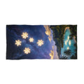 Tropical Night Sky Beach Towel — Plumeria Stars Over Lagoon