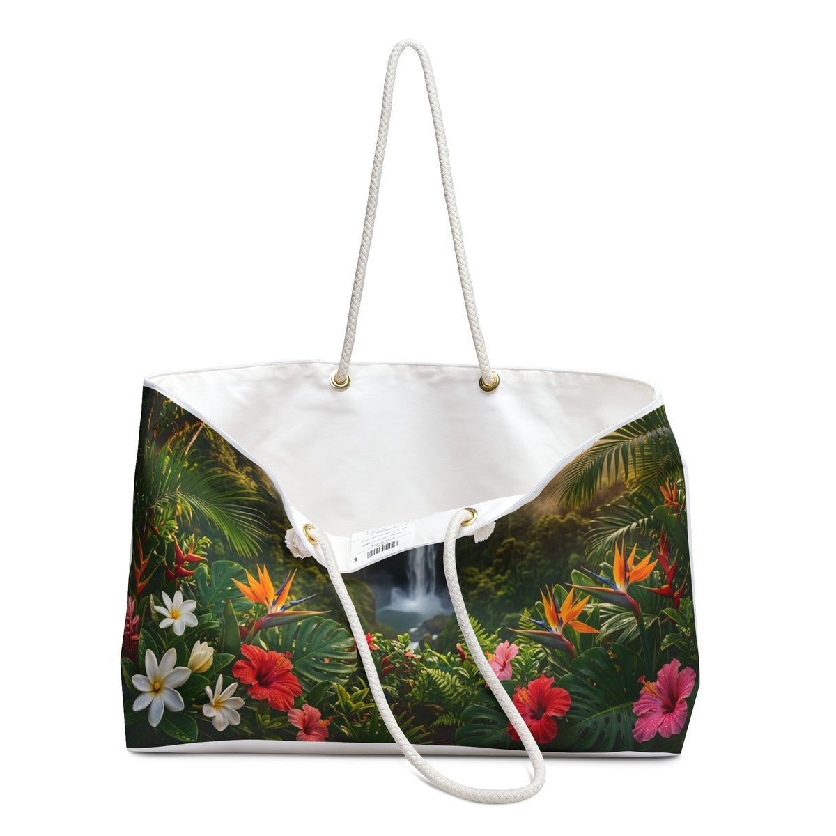 Tropical Waterfall Weekender Bag — Floral Landscape Travel Tote