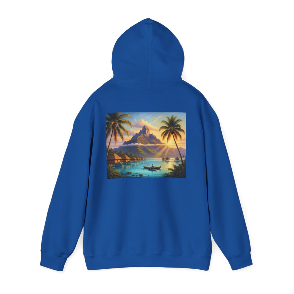 Tropical Island Hoodie — Vintage Sunset Palm Beach Graphic Hooded Sweatshirt