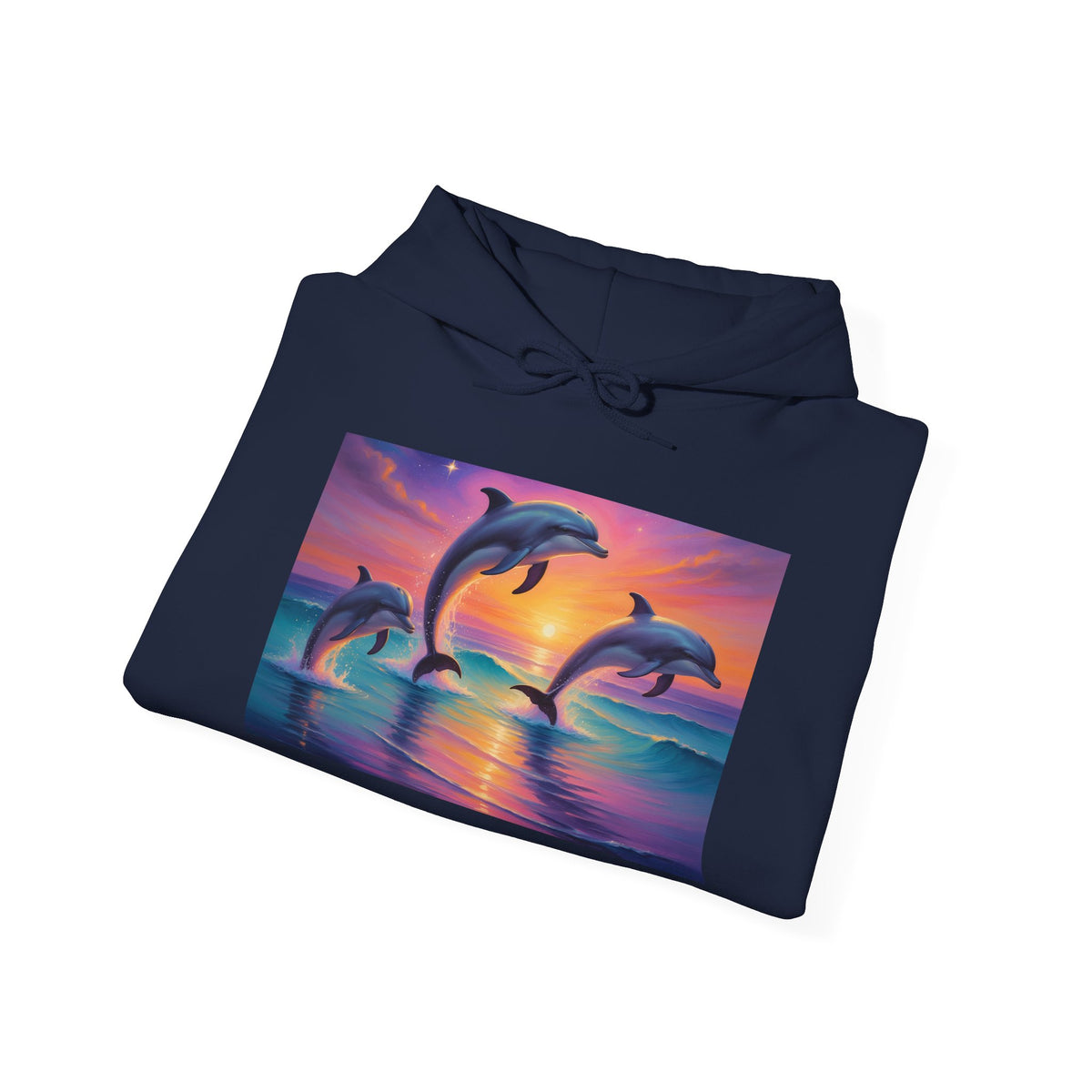 Dolphin Sunset Hoodie — Tropical Ocean Sunset Dolphin Graphic Sweatshirt