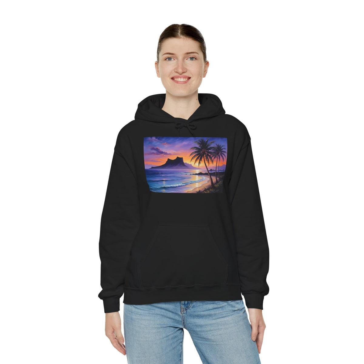 Sunset Beach Hoodie — Tropical Palm Sunset Graphic Sweatshirt