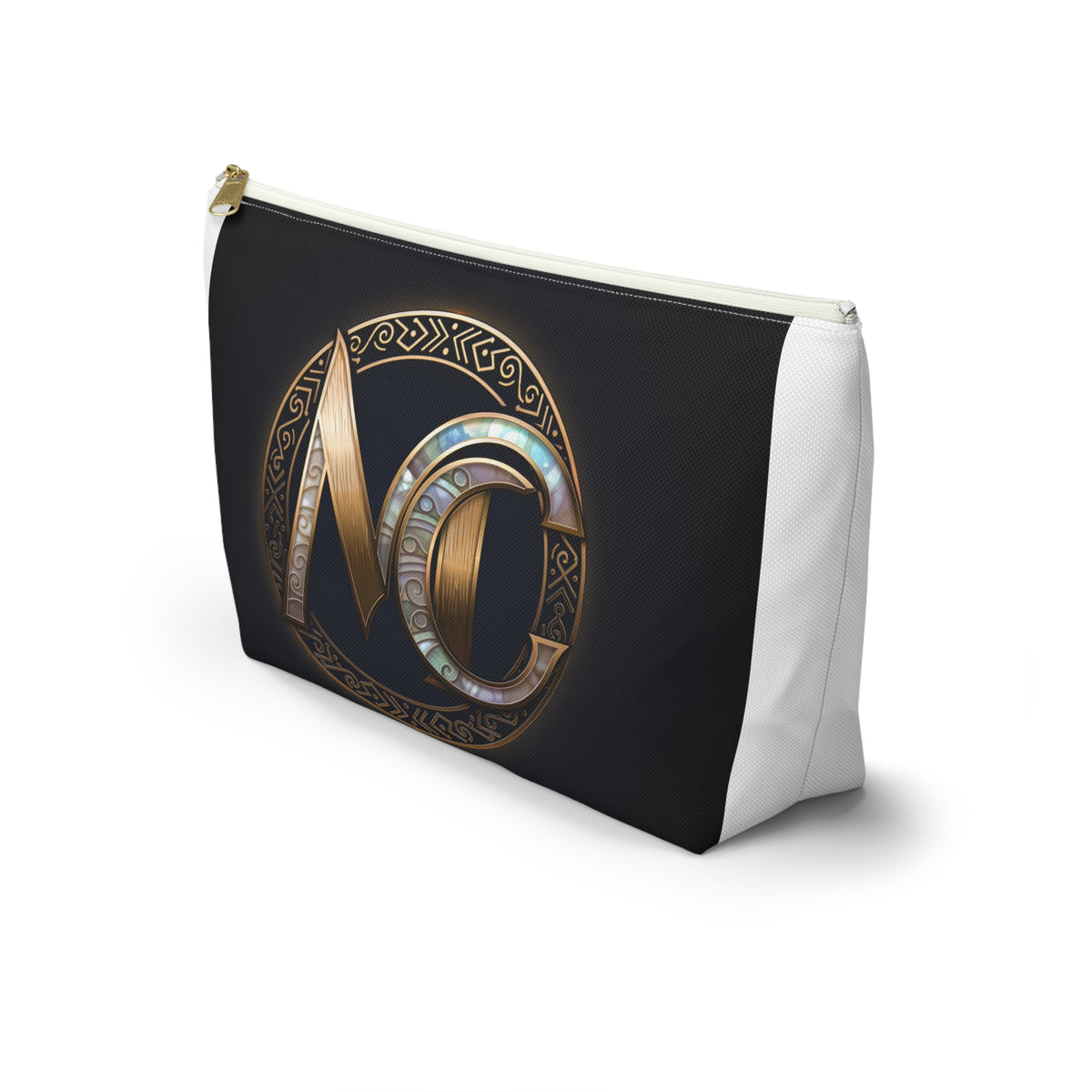Monogram MC T-Bottom Accessory Pouch — Golden and Pearly Logo Cosmetic Bag