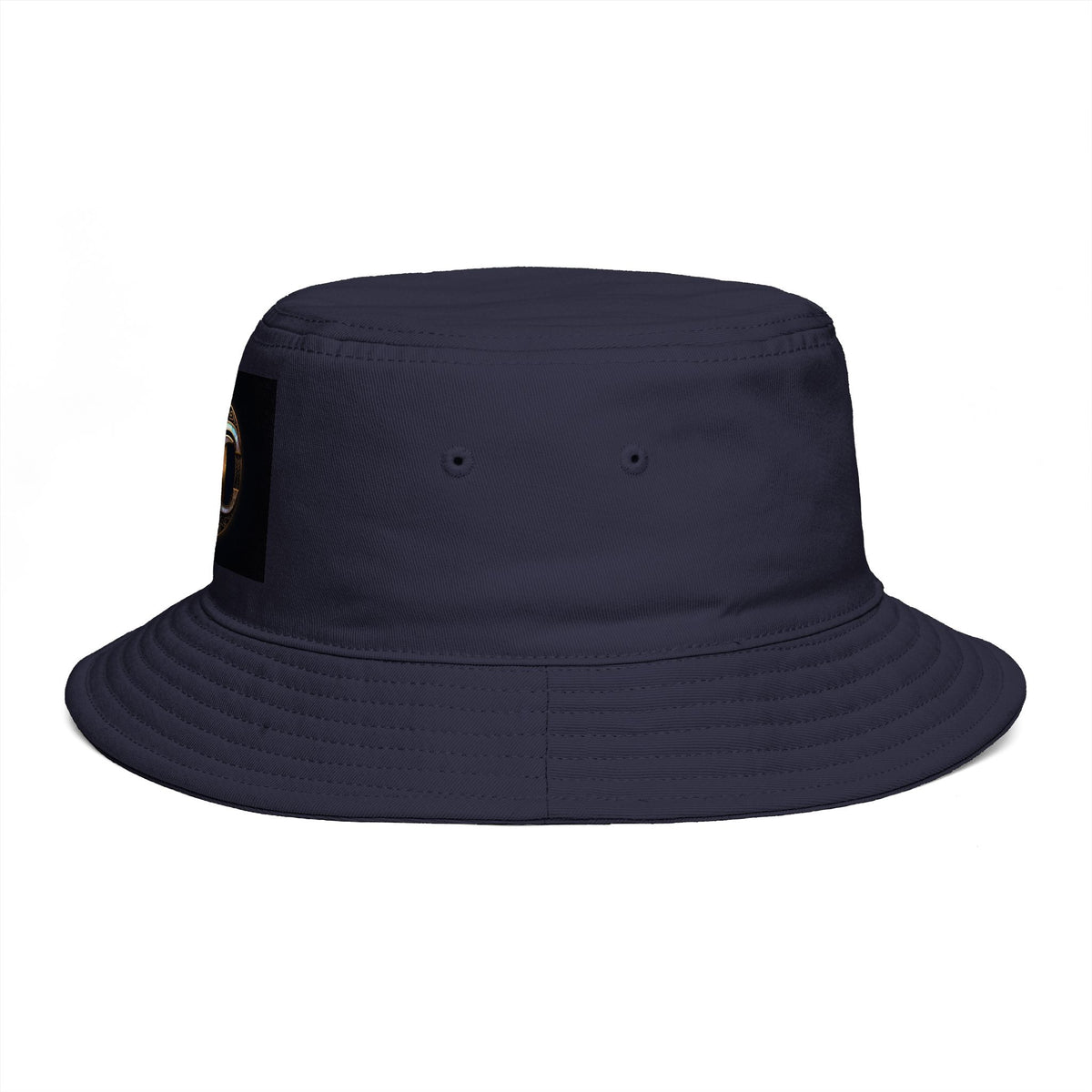 Brown Bucket Hat with Gold and Pearly Emblem — Bold Statement Sun Hat