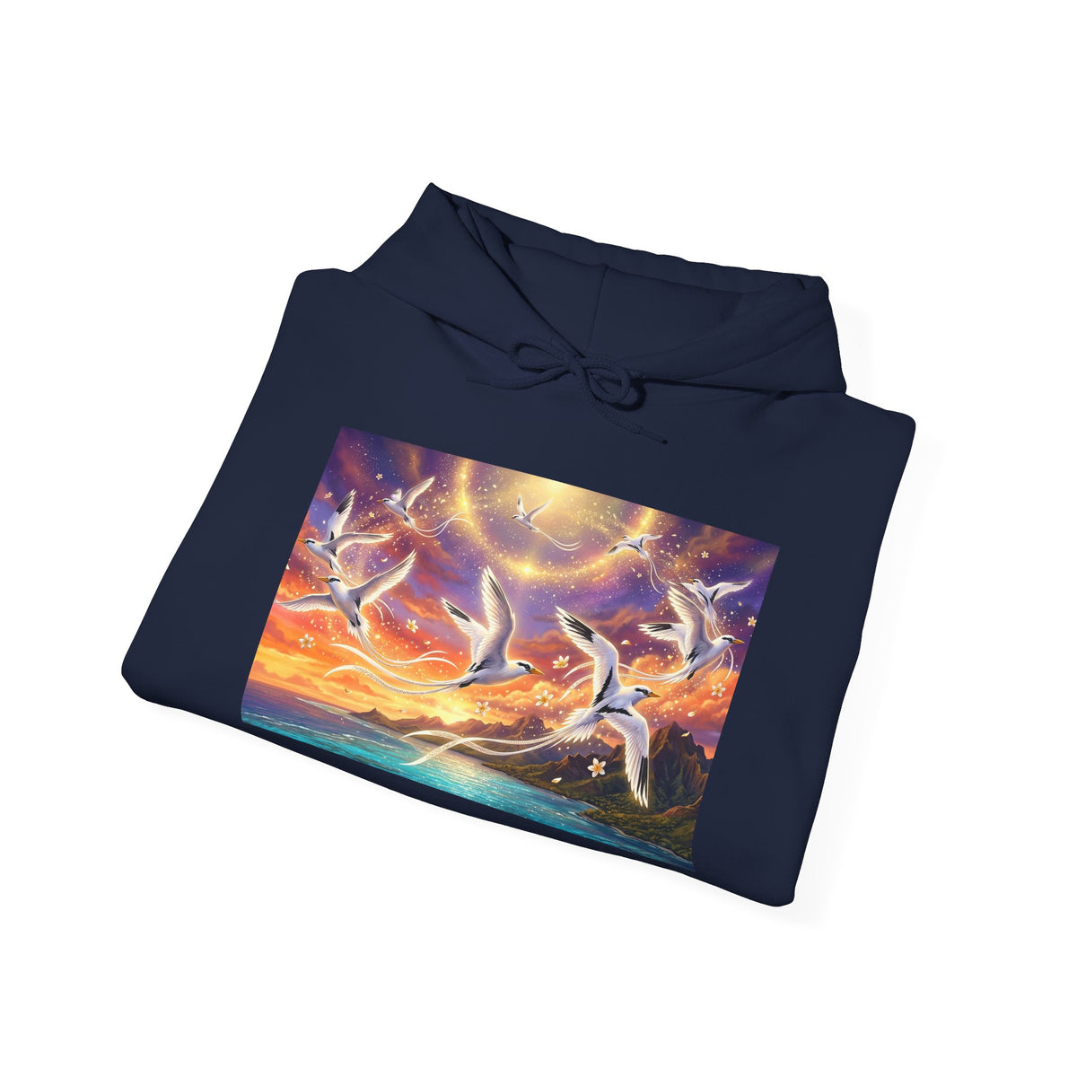 Sunset Pailles en queue Hoodie — Coastal Sunset Ocean Birds Graphic Sweatshirt