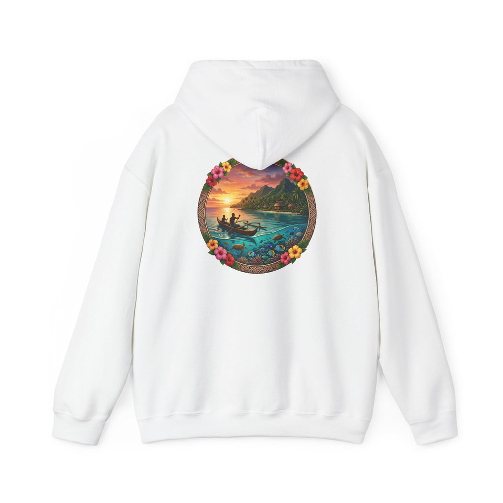 Sunset Surf Hoodie — Tropical Beach Circle Graphic Sweatshirt