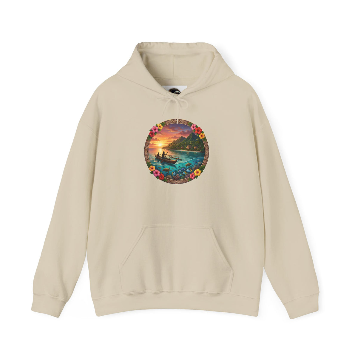 Sunset Surf Hoodie — Tropical Beach Circle Graphic Sweatshirt
