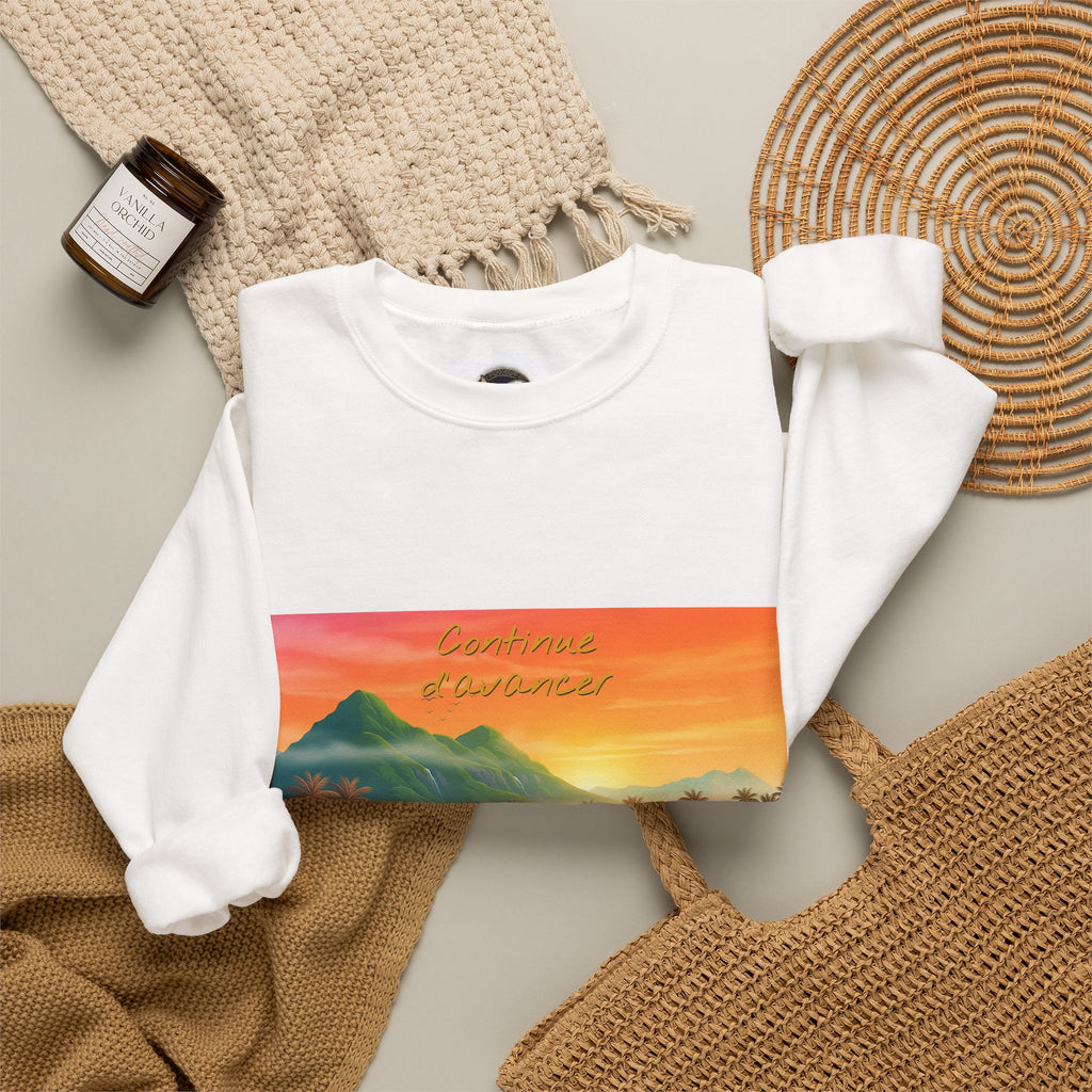Tropical Sunset Crewneck Sweatshirt — Canoe on Calm Water Scenic Print