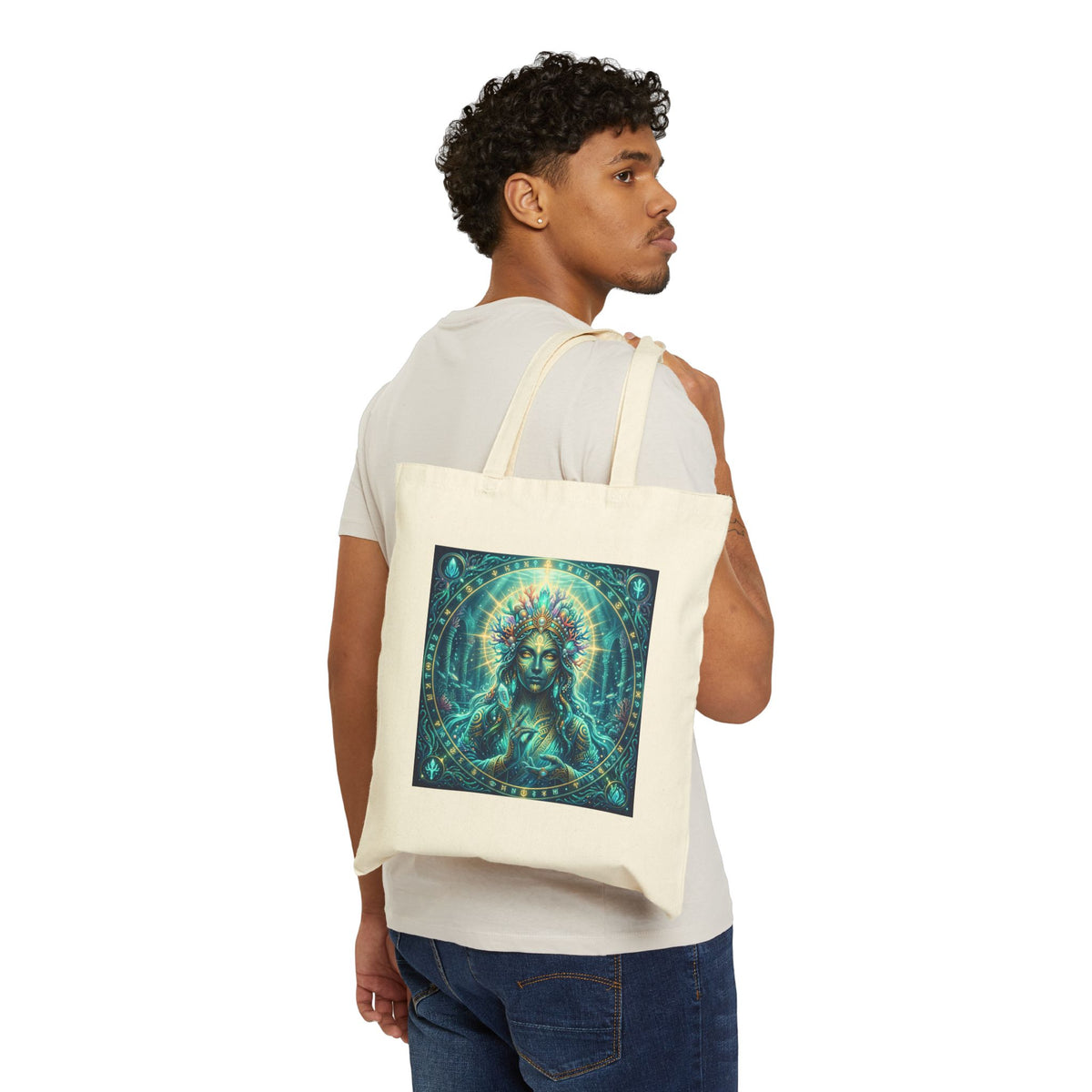 Mystic Goddess Canvas Tote - Boho Spiritual Art Cotton Bag