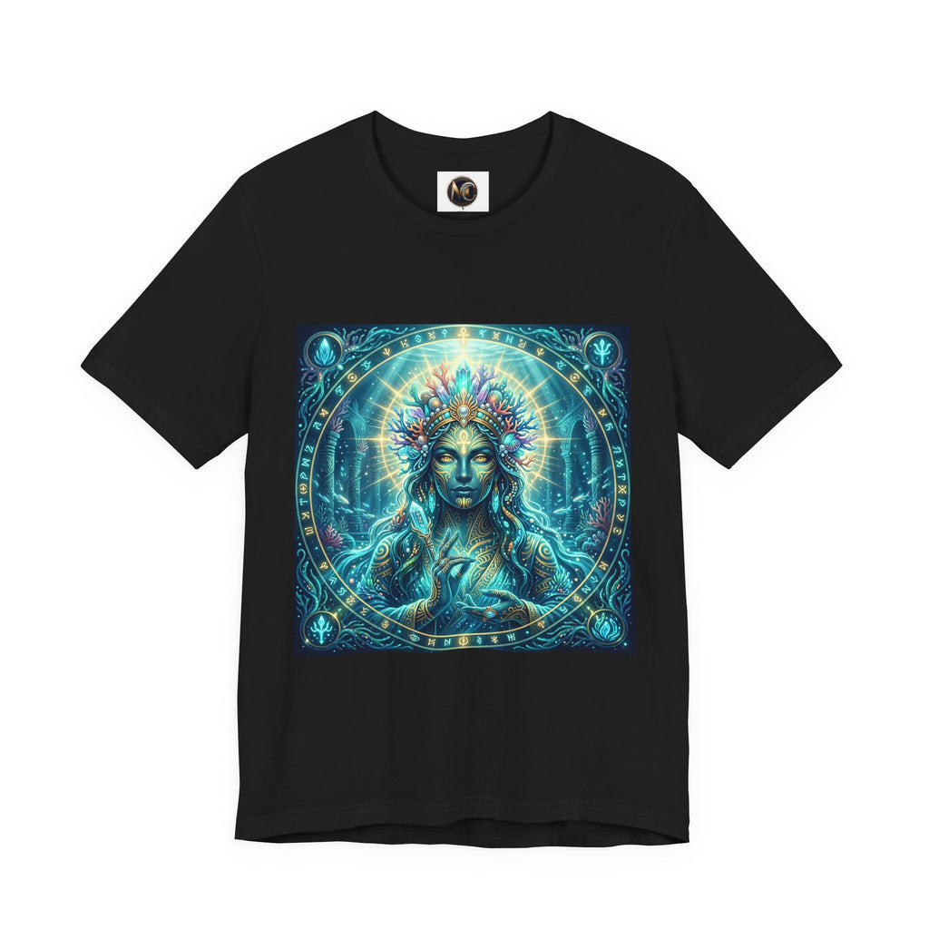 Mystic Goddess Art Tee — Celestial Blue Spiritual Graphic T-Shirt