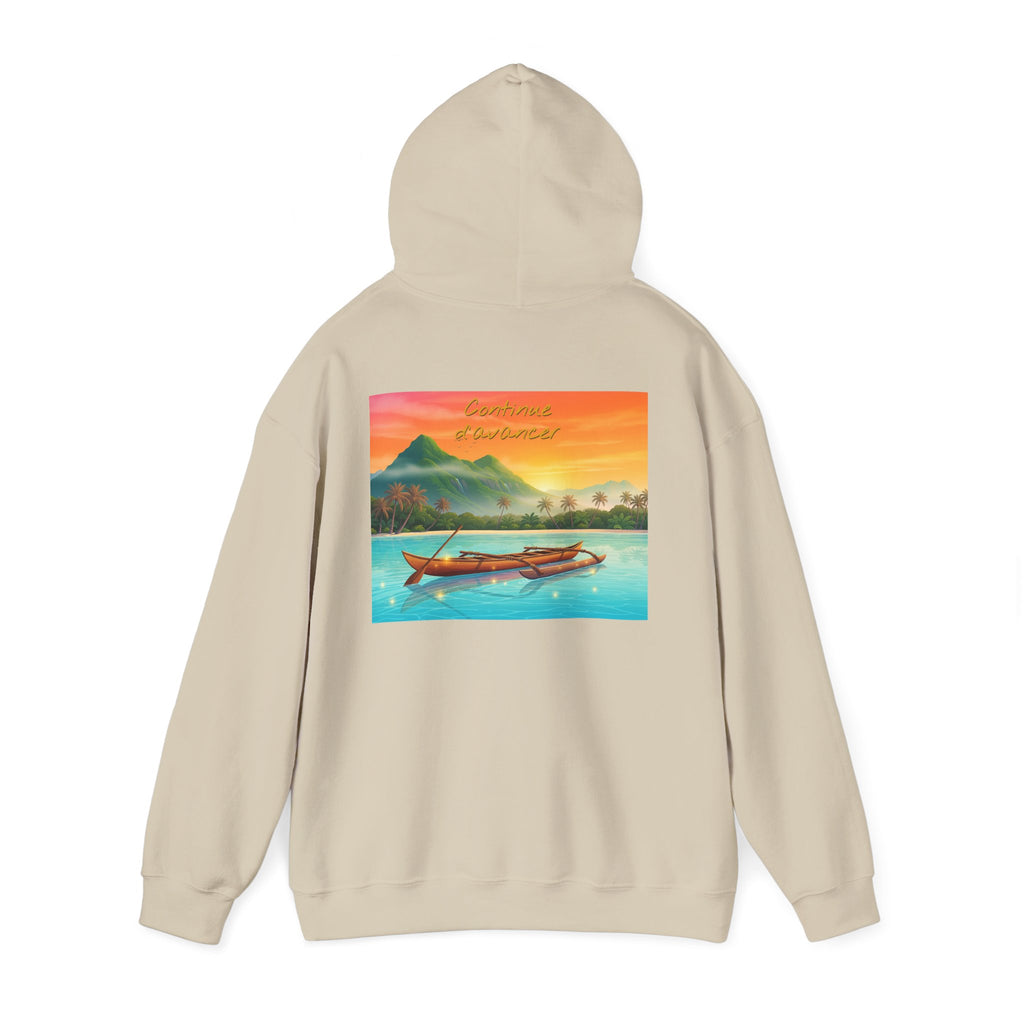 Tropical Sunset Hoodie — Scenic Boat & Island Print