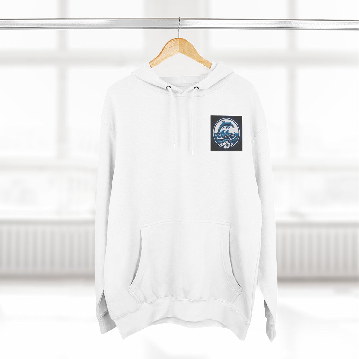 Dolphin Wave Fleece Hoodie — Coastal Hibiscus Graphic
