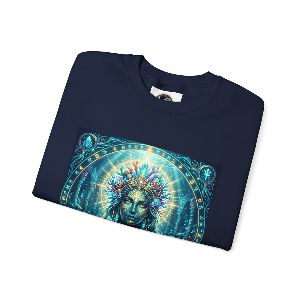 Mystic Goddess Crewneck Sweatshirt — Neon Spiritual Art Pullover