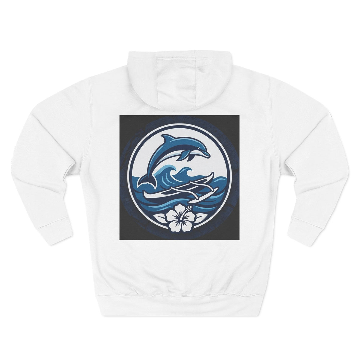 Dolphin Wave Fleece Hoodie — Coastal Hibiscus Graphic