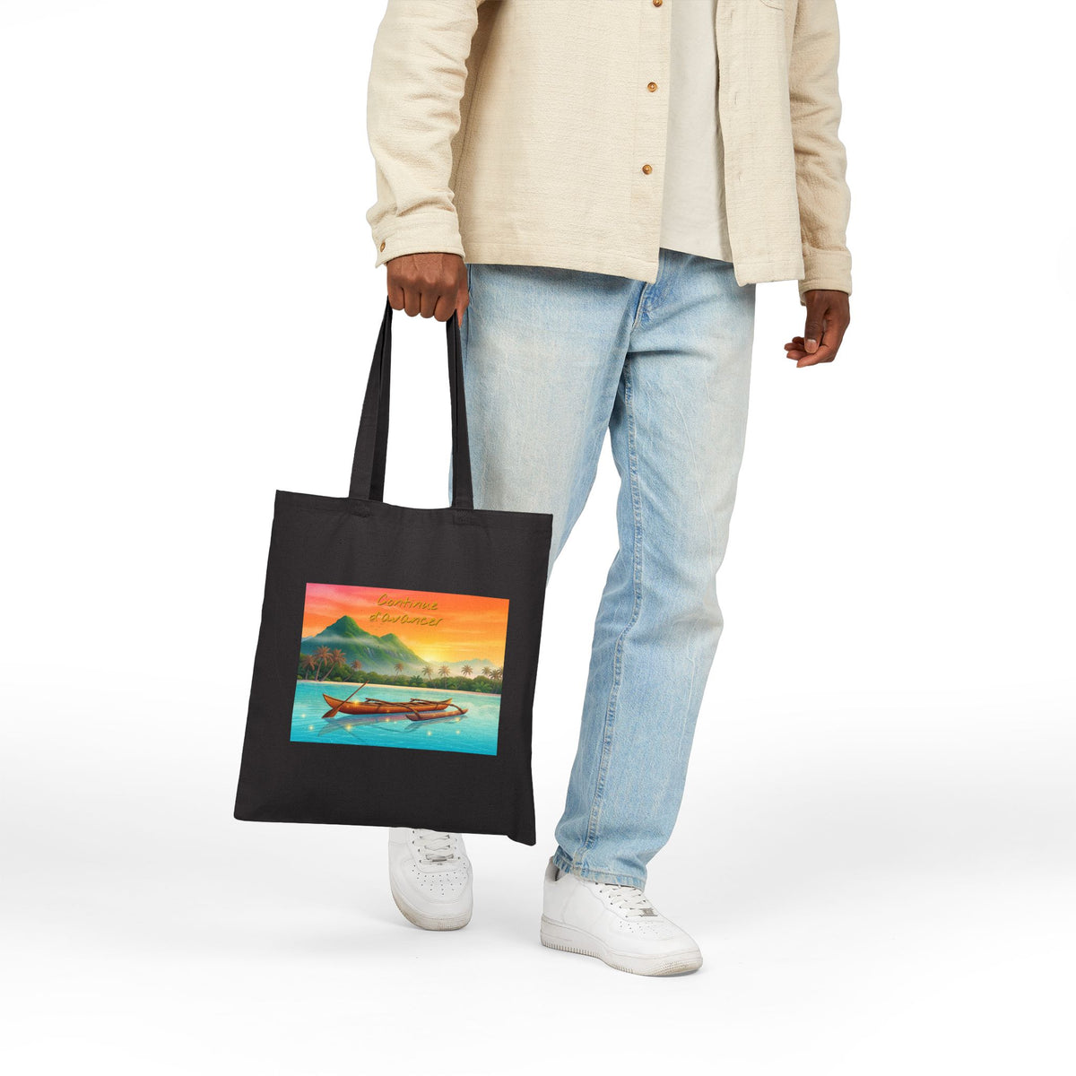 Tote Bag — Tropical Sunset Boat Canvas Tote