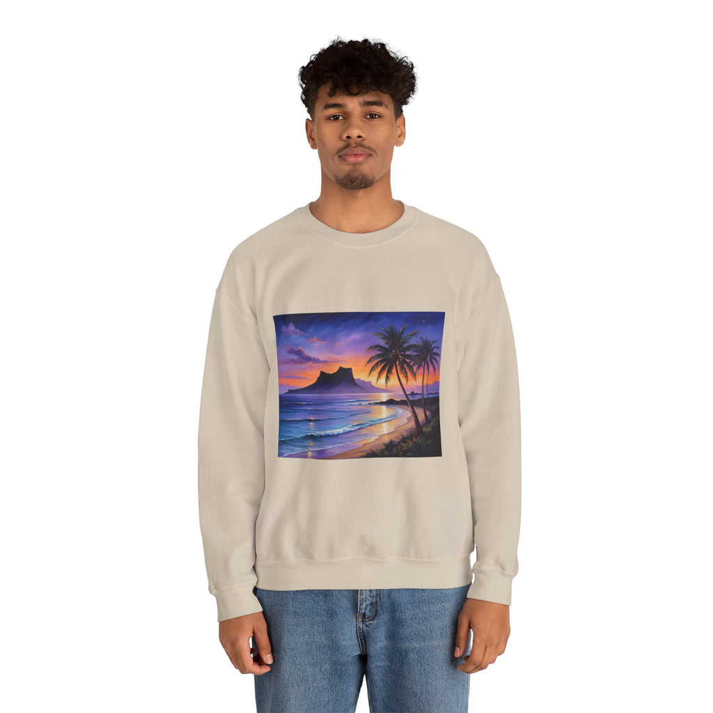 Tropical Sunset Sweatshirt — Hawaiian Beach Scene Crewneck