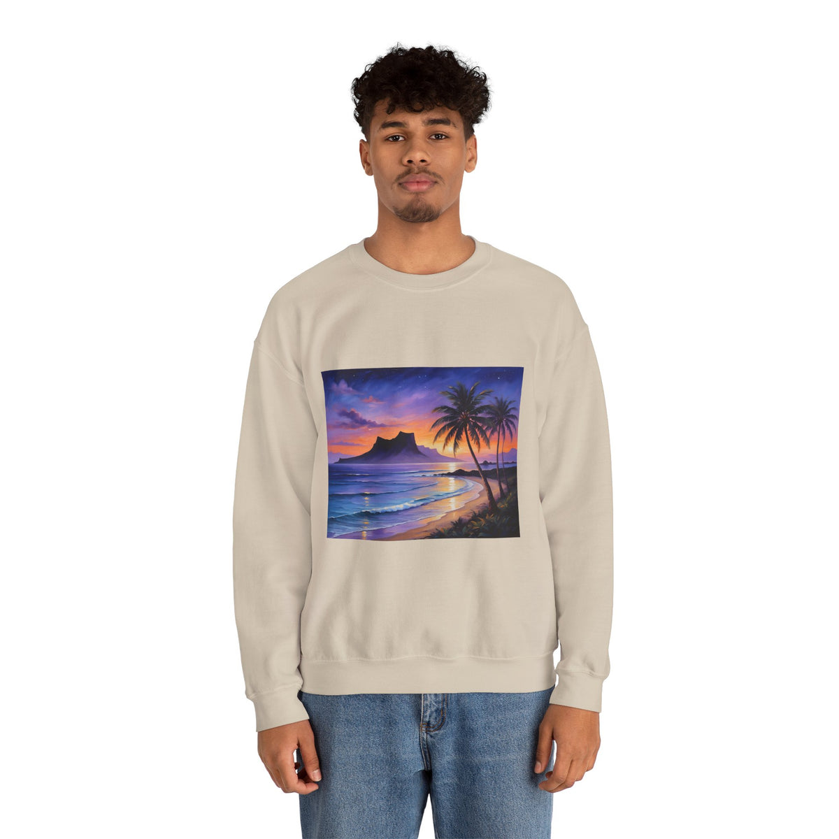 Tropical Sunset Sweatshirt — Hawaiian Beach Scene Crewneck