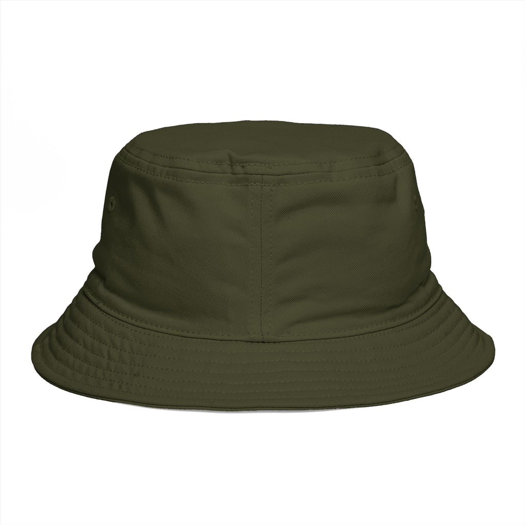 Brown Bucket Hat with Gold and Pearly Emblem — Bold Statement Sun Hat