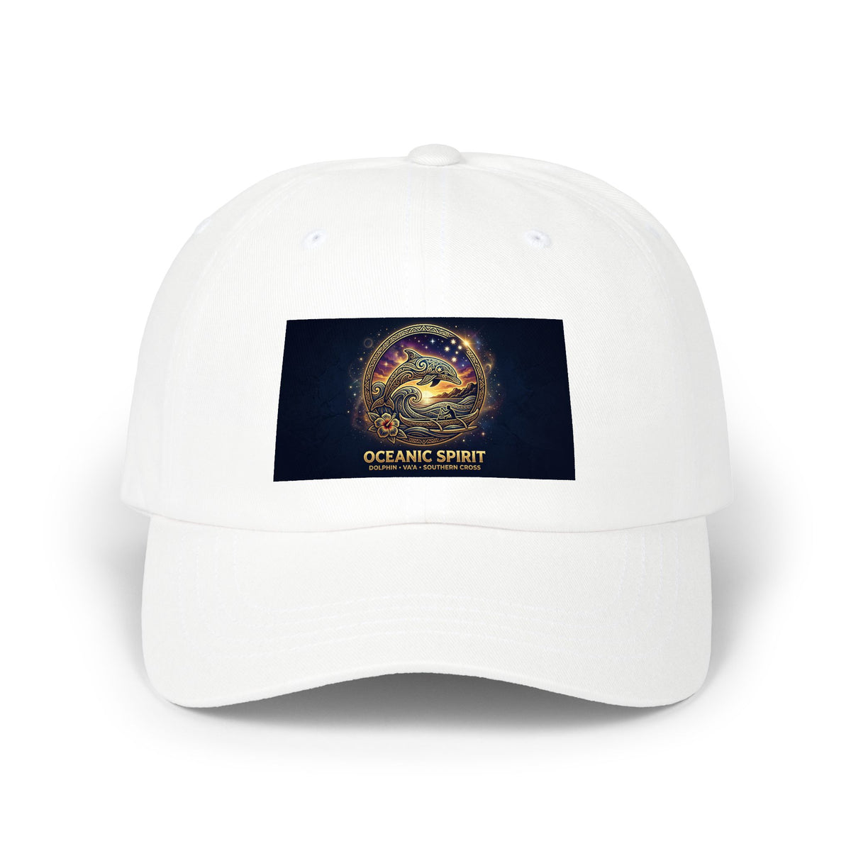 Oceanic Spirit Dad Cap — Nautical Whale & Sunset Embroidered Baseball Hat