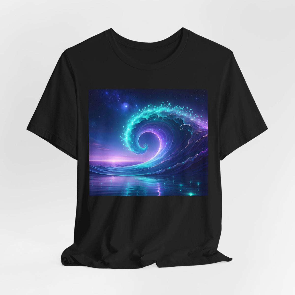 Cosmic Wave Graphic Tee — Neon Surf Ocean T-Shirt