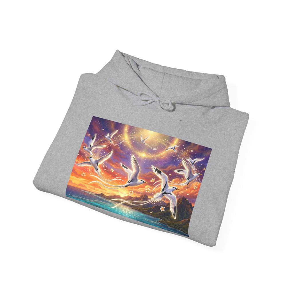 Sunset Pailles en queue Hoodie — Coastal Sunset Ocean Birds Graphic Sweatshirt