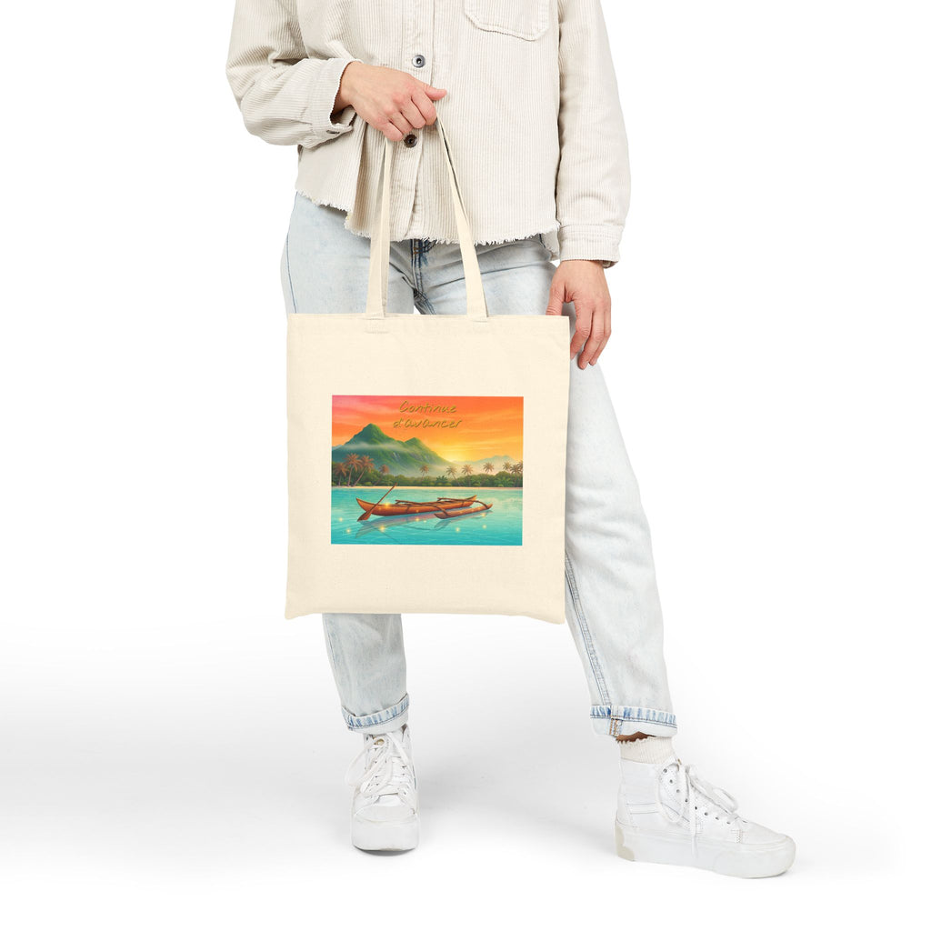 Tote Bag — Tropical Sunset Boat Canvas Tote