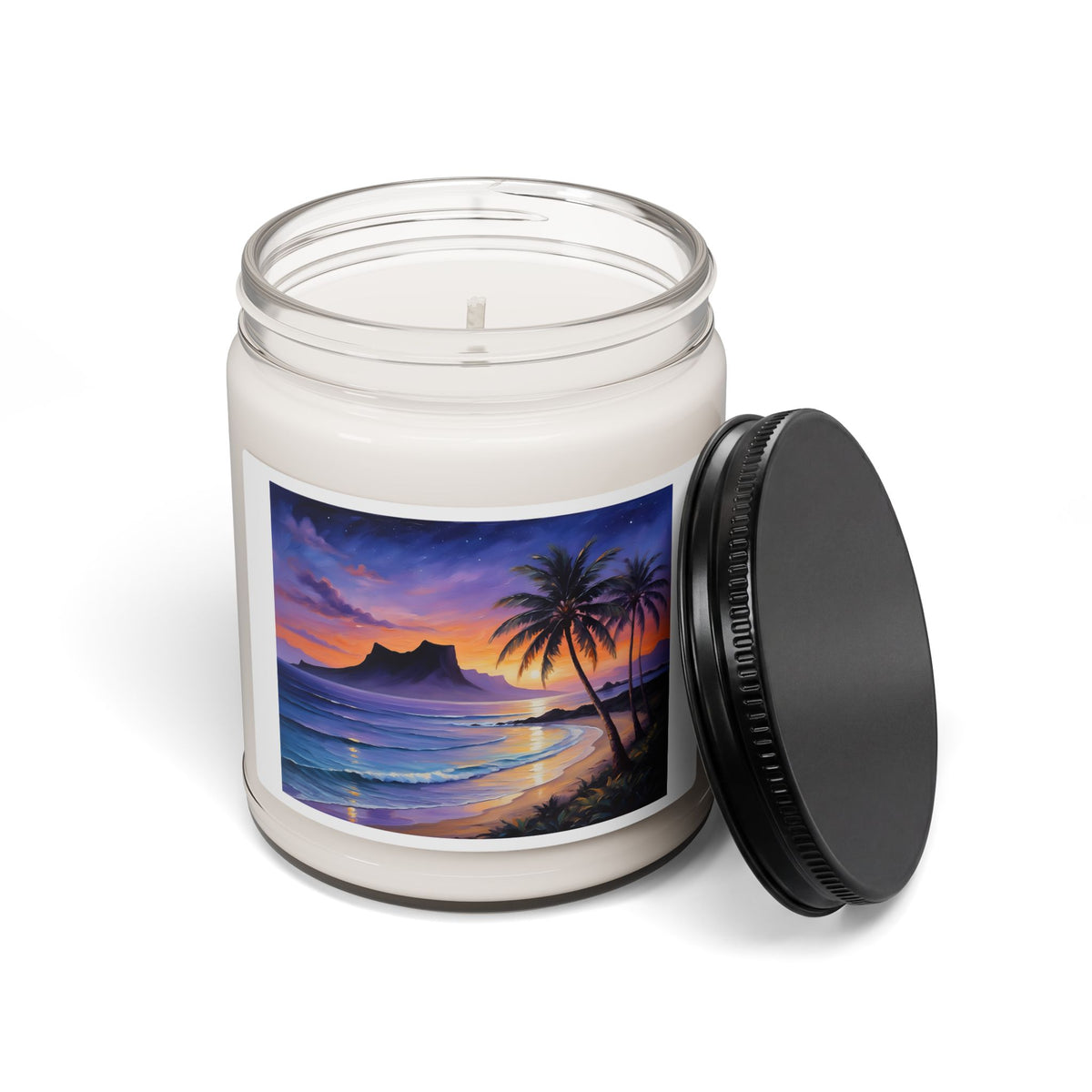 Tropical Sunset Soy Candle — 9oz Scented Beach Candle (Palm Trees, Ocean Breeze)