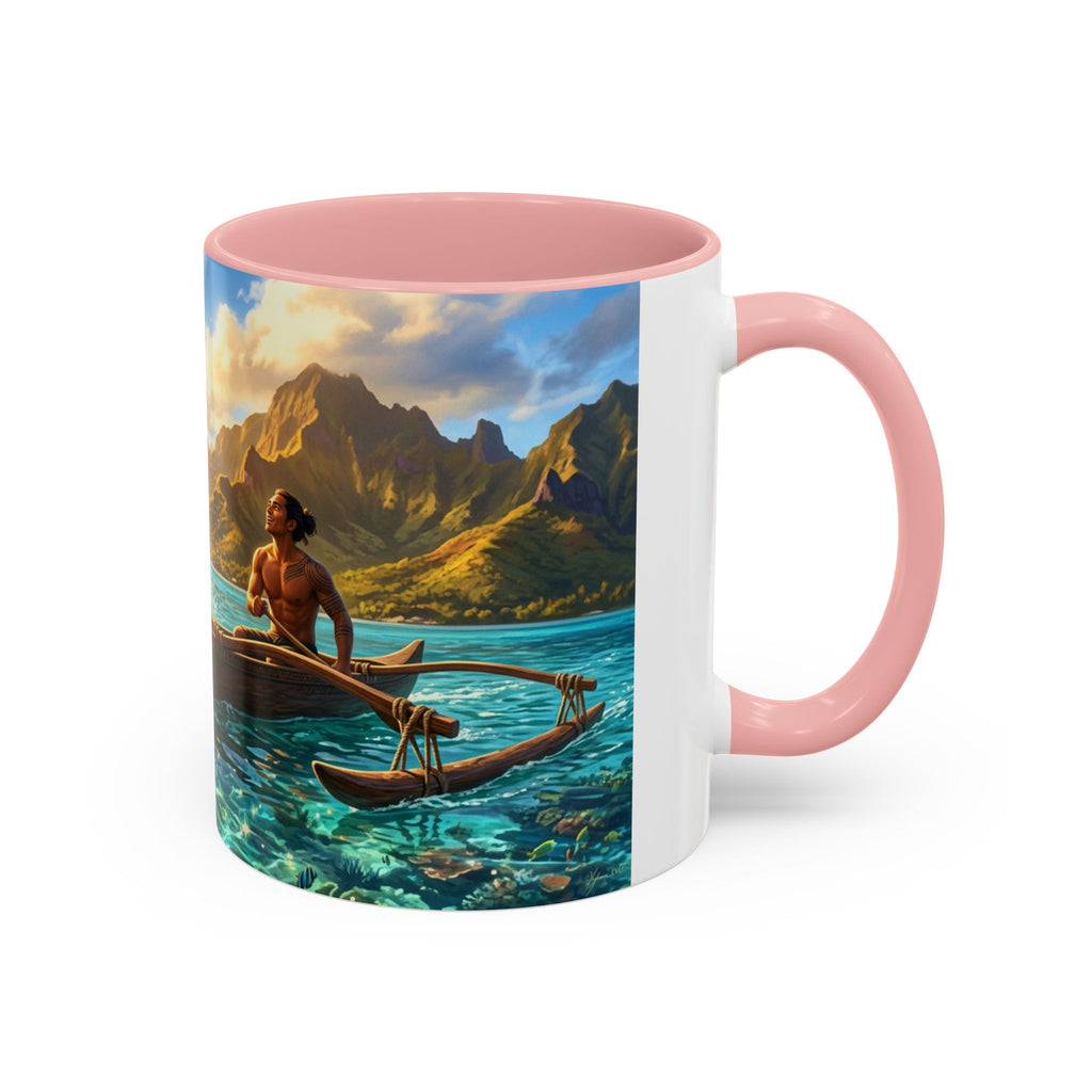Tropical Canoe Coffee Mug — Ocean Dolphin Sunrise Scenic Mug (11/15oz)
