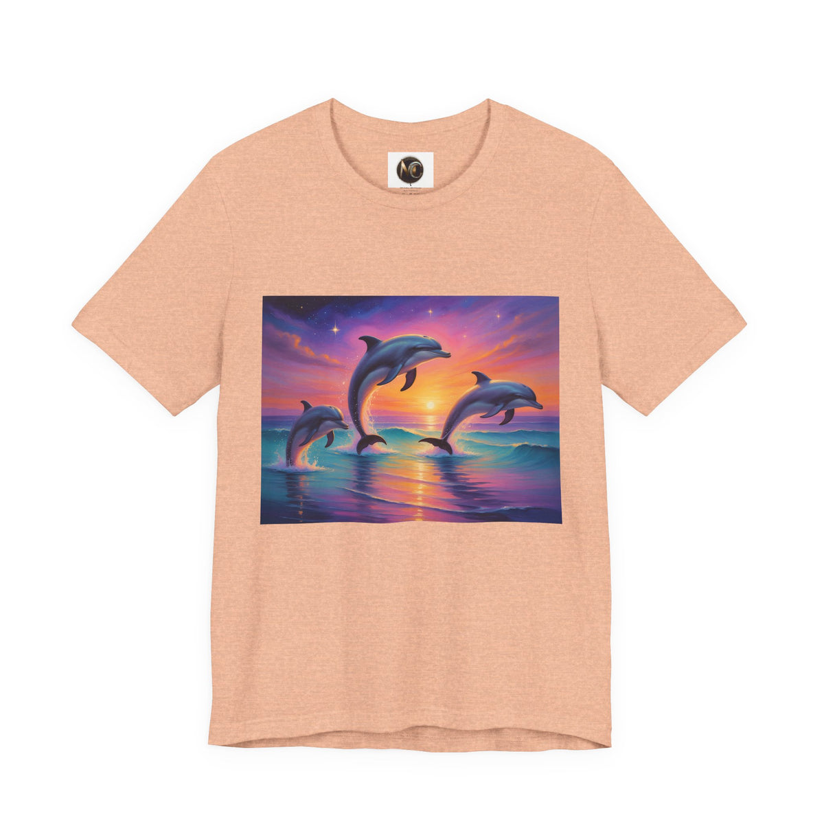 Dolphin Sunset T-Shirt — Vibrant Ocean Sunset Dolphins Tee