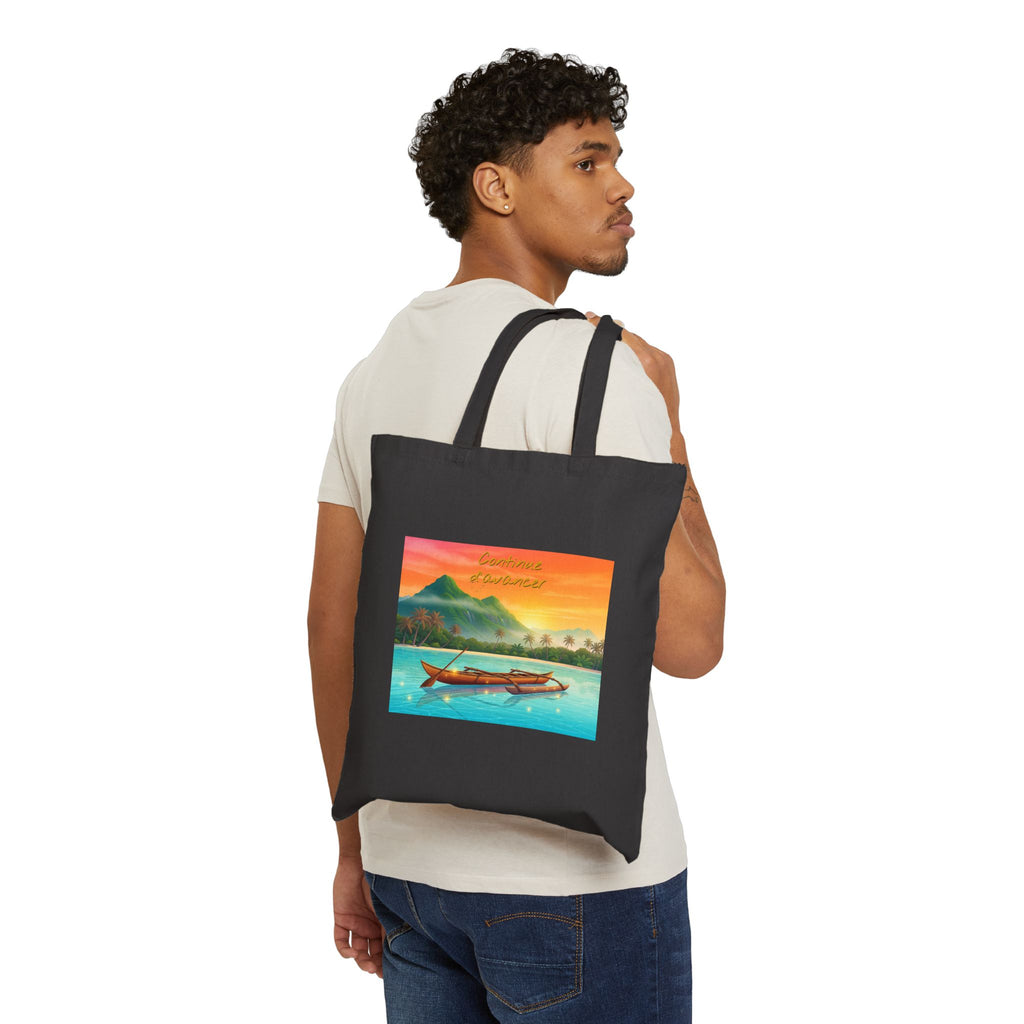 Tote Bag — Tropical Sunset Boat Canvas Tote