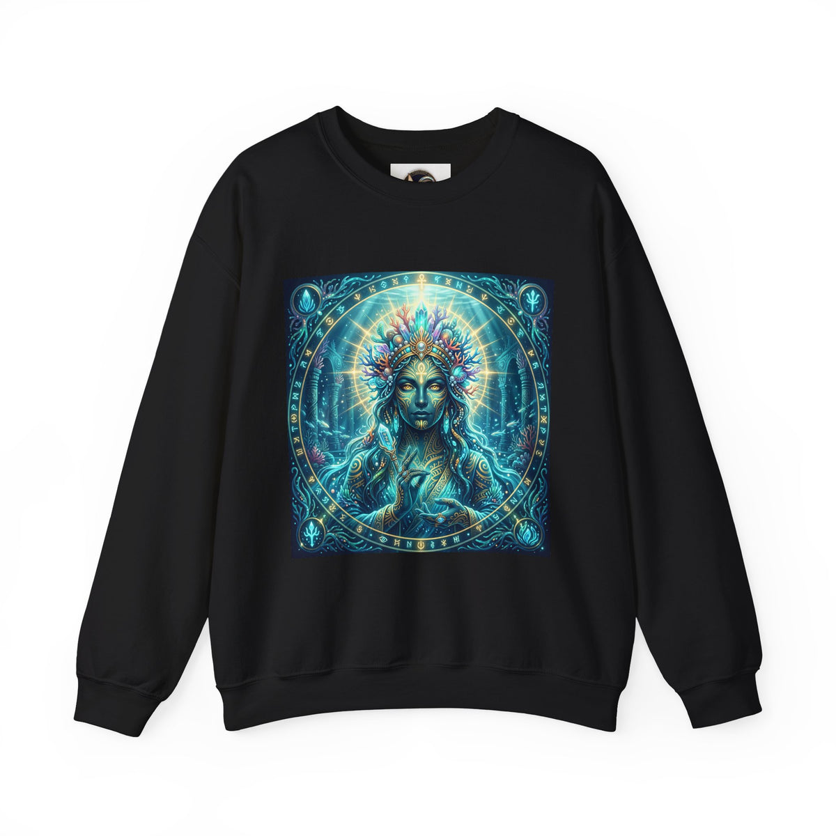 Mystic Goddess Crewneck Sweatshirt — Neon Spiritual Art Pullover