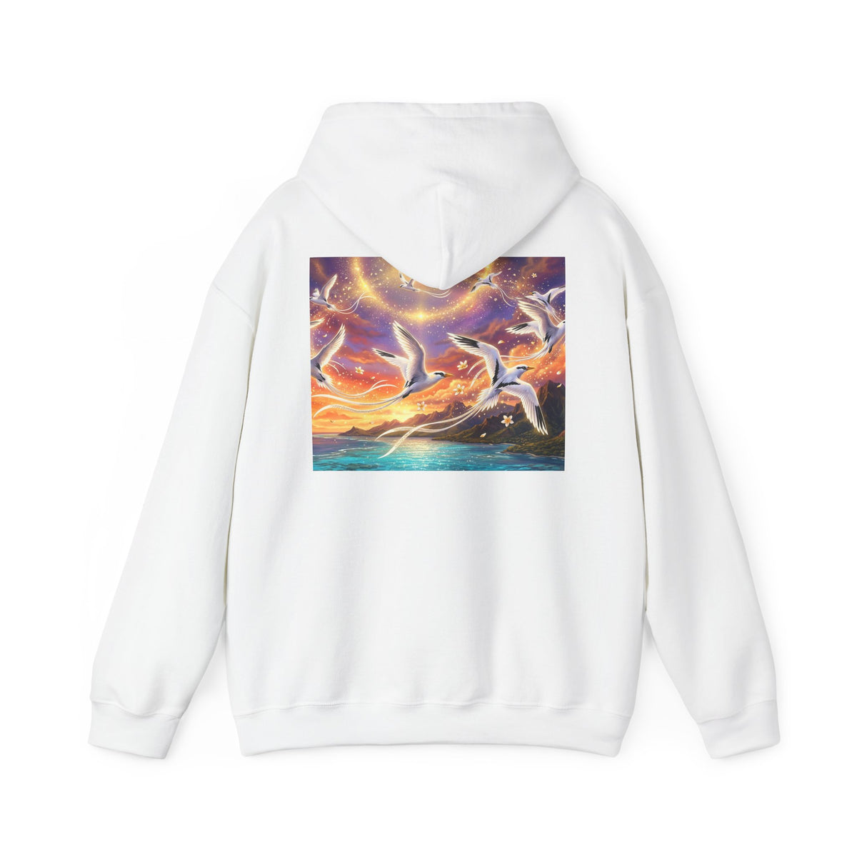 Pailles en queue Sunset Hoodie — Celestial Beachscape Graphic Sweatshirt