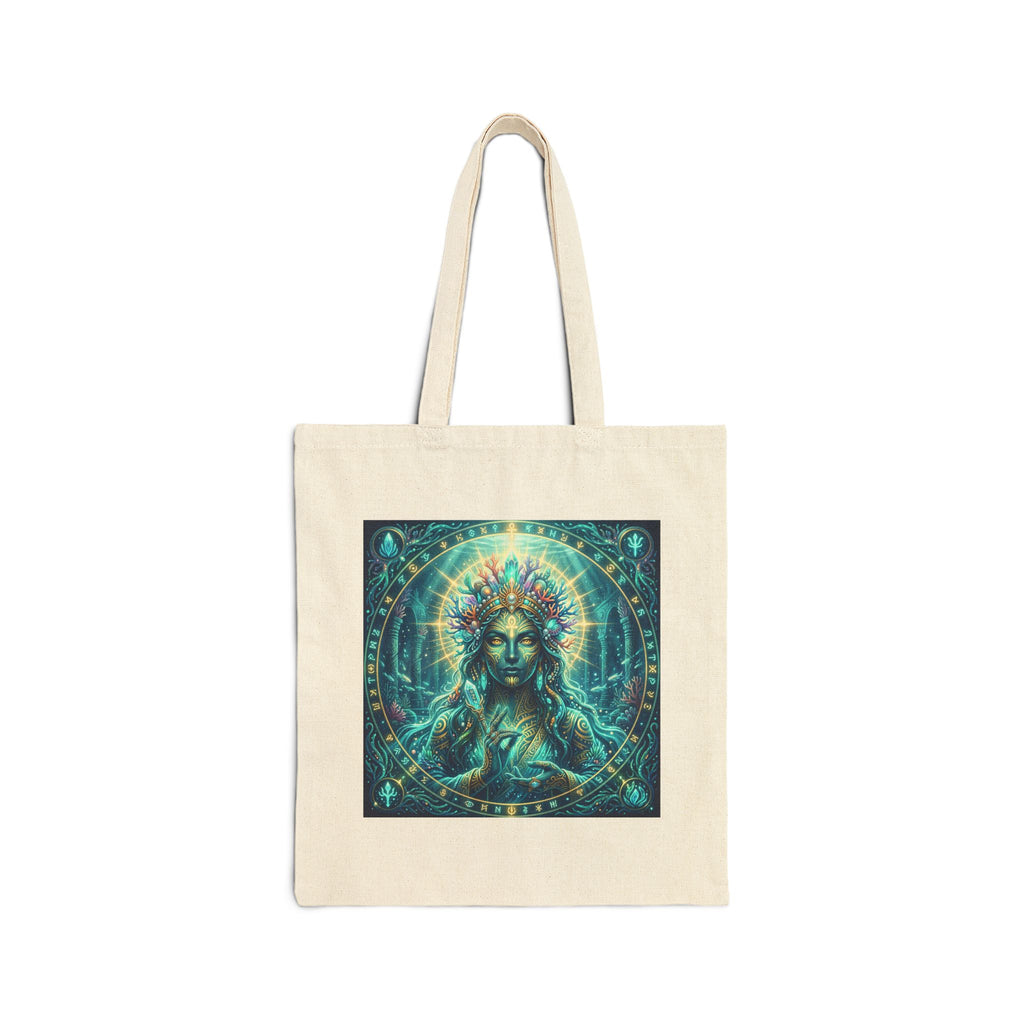 Mystic Goddess Canvas Tote - Boho Spiritual Art Cotton Bag