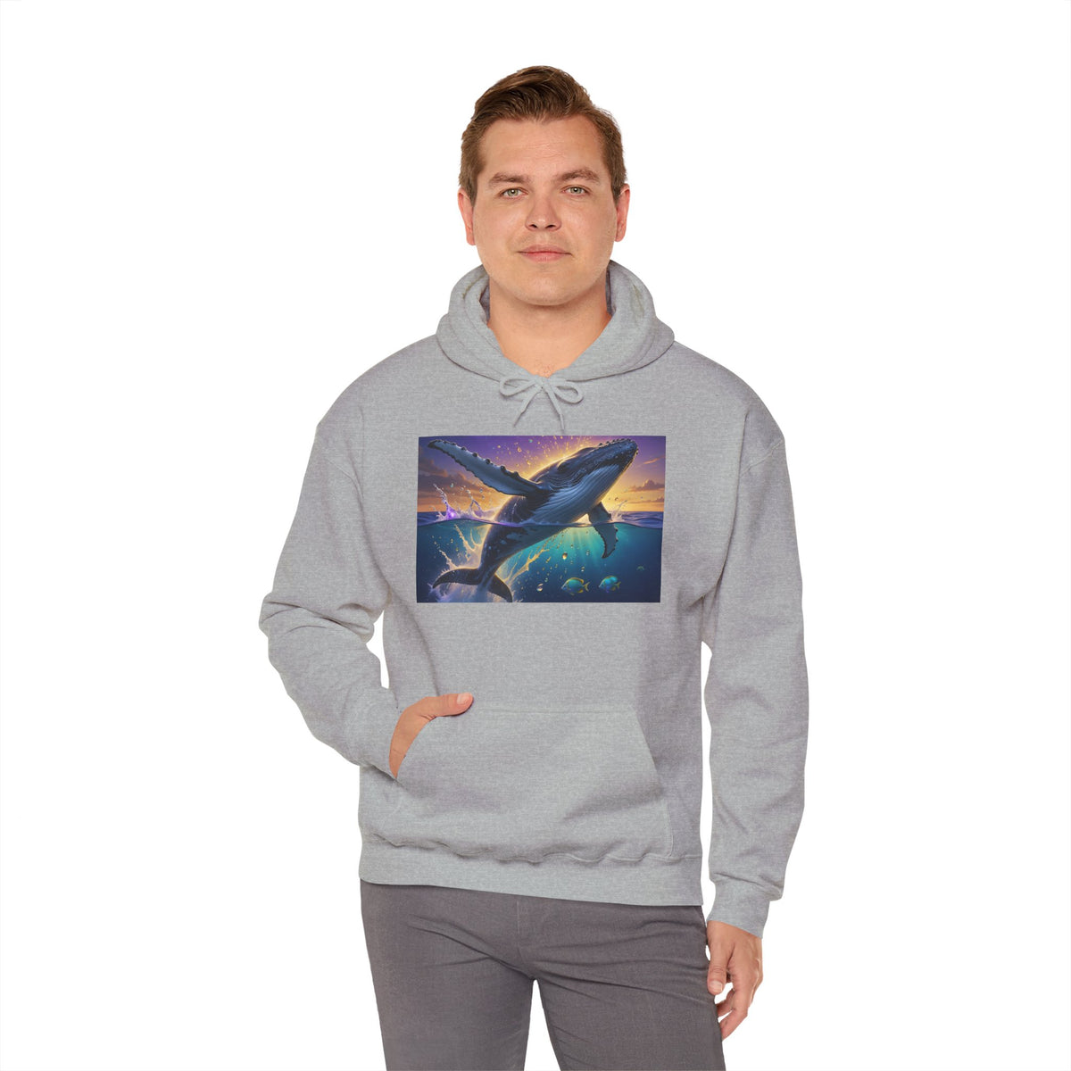Mystic Whale Sunset Hoodie — Ocean Fantasy Graphic Pullover
