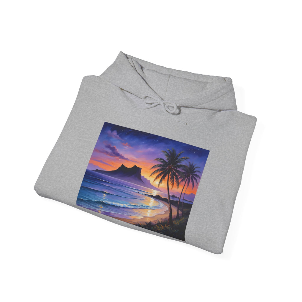 Sunset Beach Hoodie — Tropical Palm Sunrise Graphic Sweatshirt