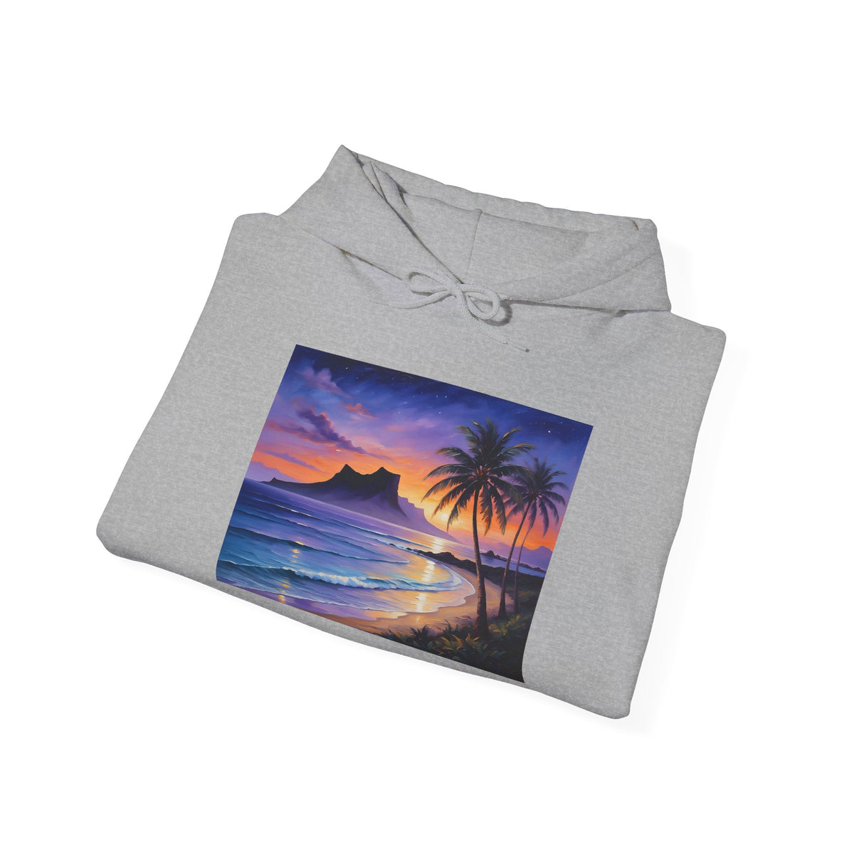 Sunset Beach Hoodie — Tropical Palm Sunrise Graphic Sweatshirt