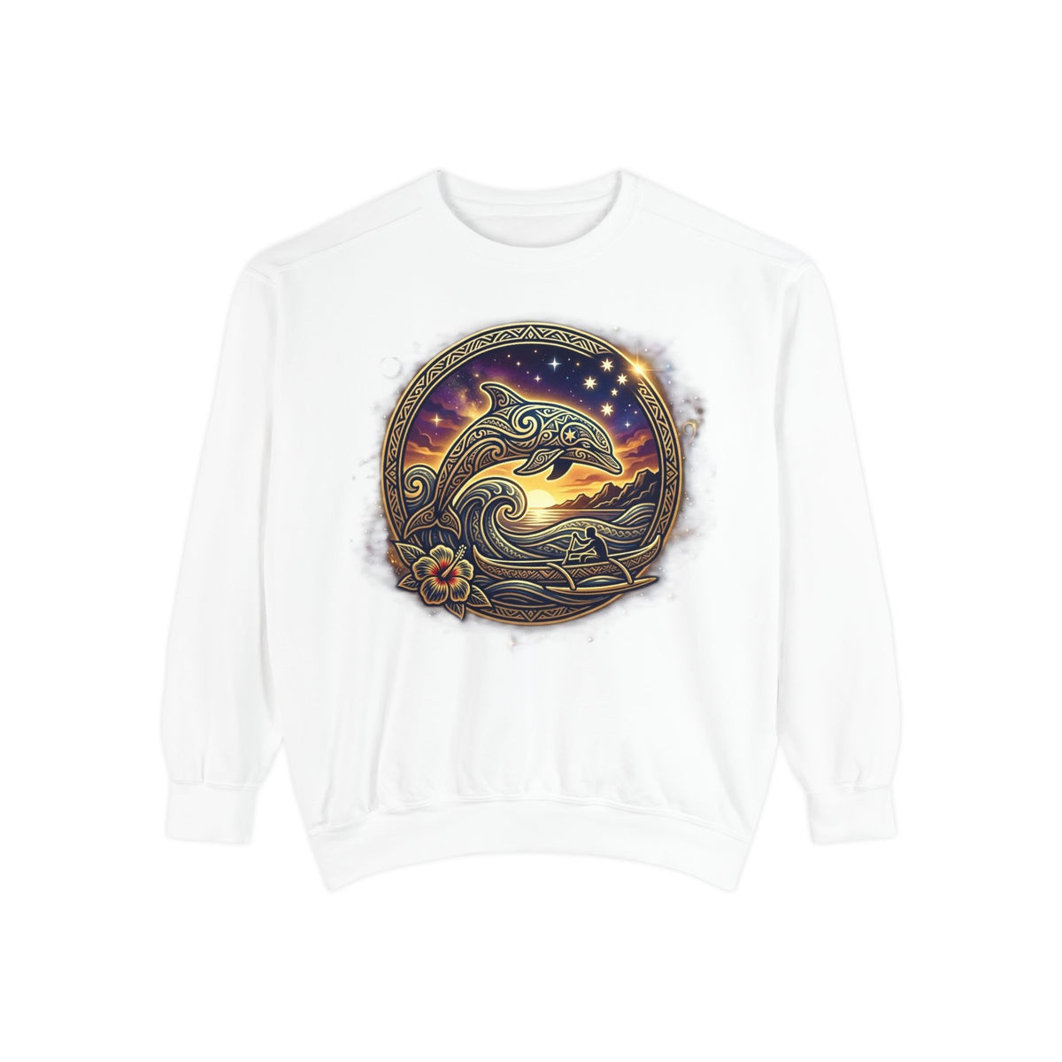 Dolphin Night Sky Sweatshirt — Nautical Boho Dolphin Crewneck