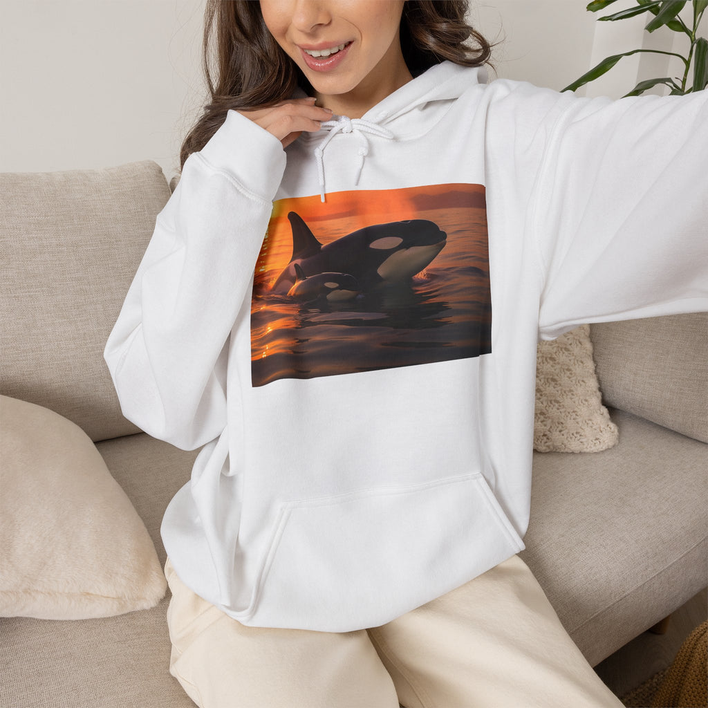 Orca Sunset Hoodie - Killer Whale Sunset Pullover for Marine Life Lovers