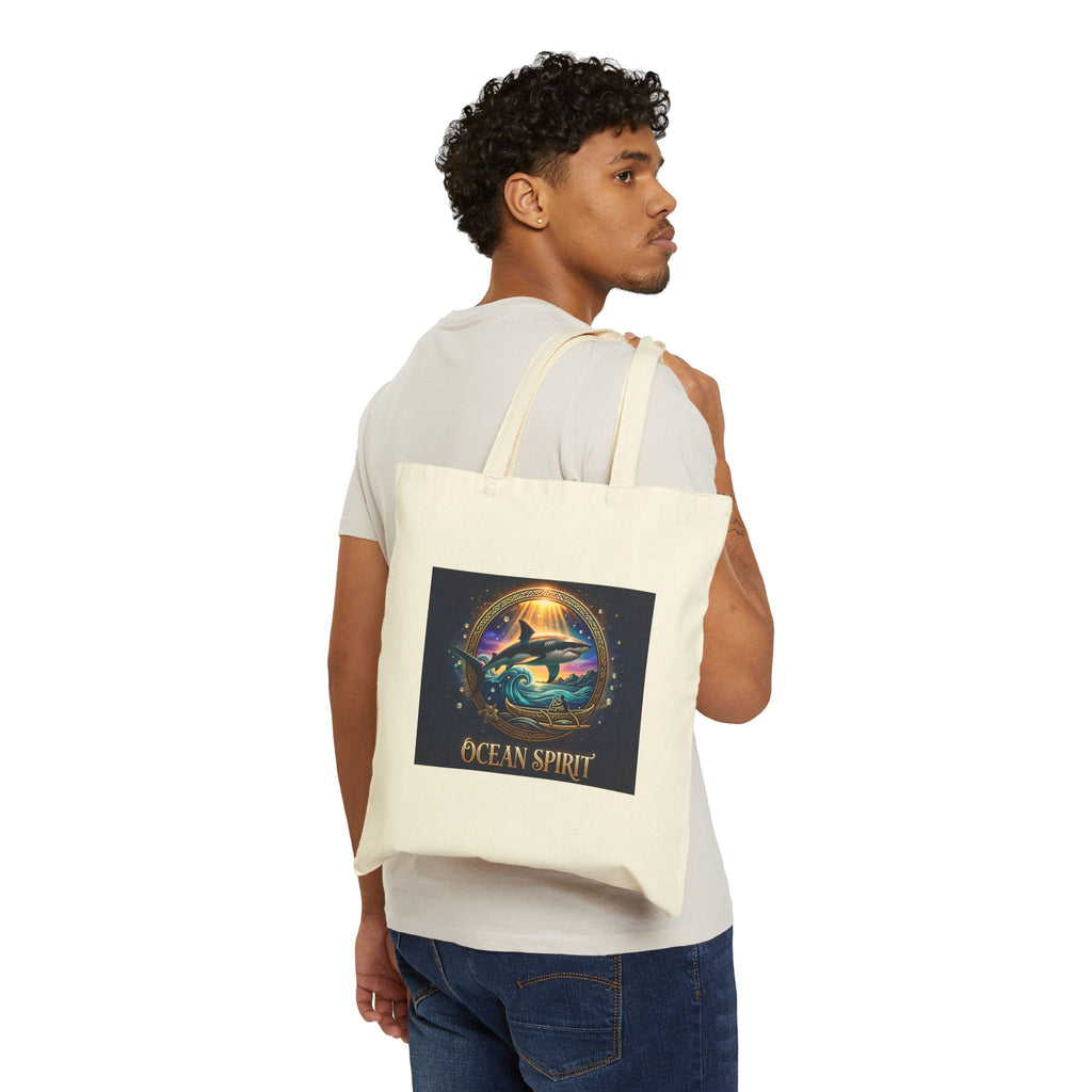 Act As Spirit Canvas Tote Bag — Spiritual Ocean Sunset Art Tote