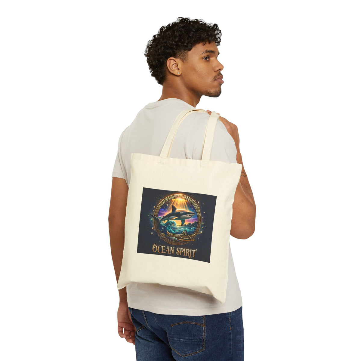 Act As Spirit Canvas Tote Bag — Spiritual Ocean Sunset Art Tote