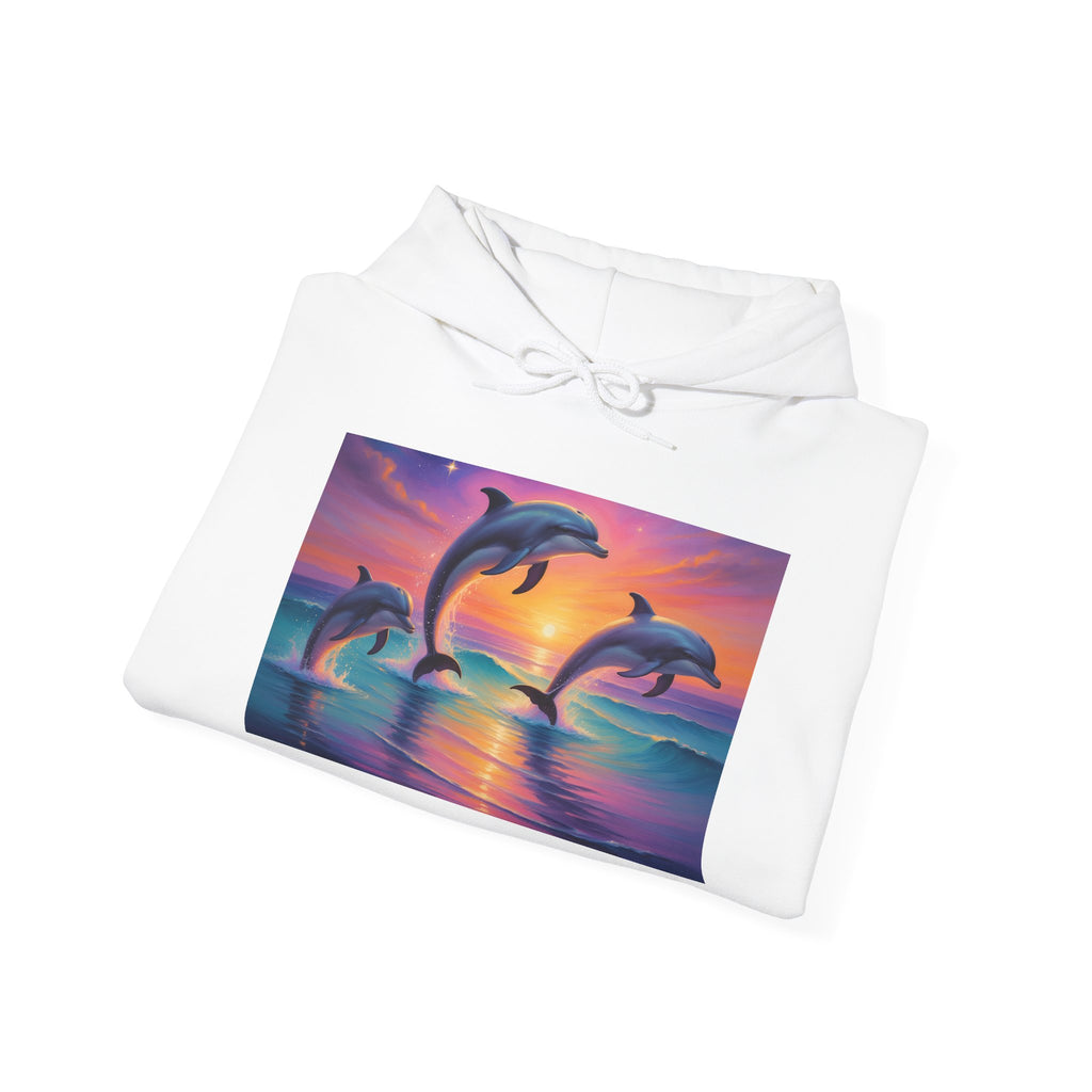 Dolphin Sunset Hoodie — Tropical Ocean Sunset Dolphin Graphic Sweatshirt