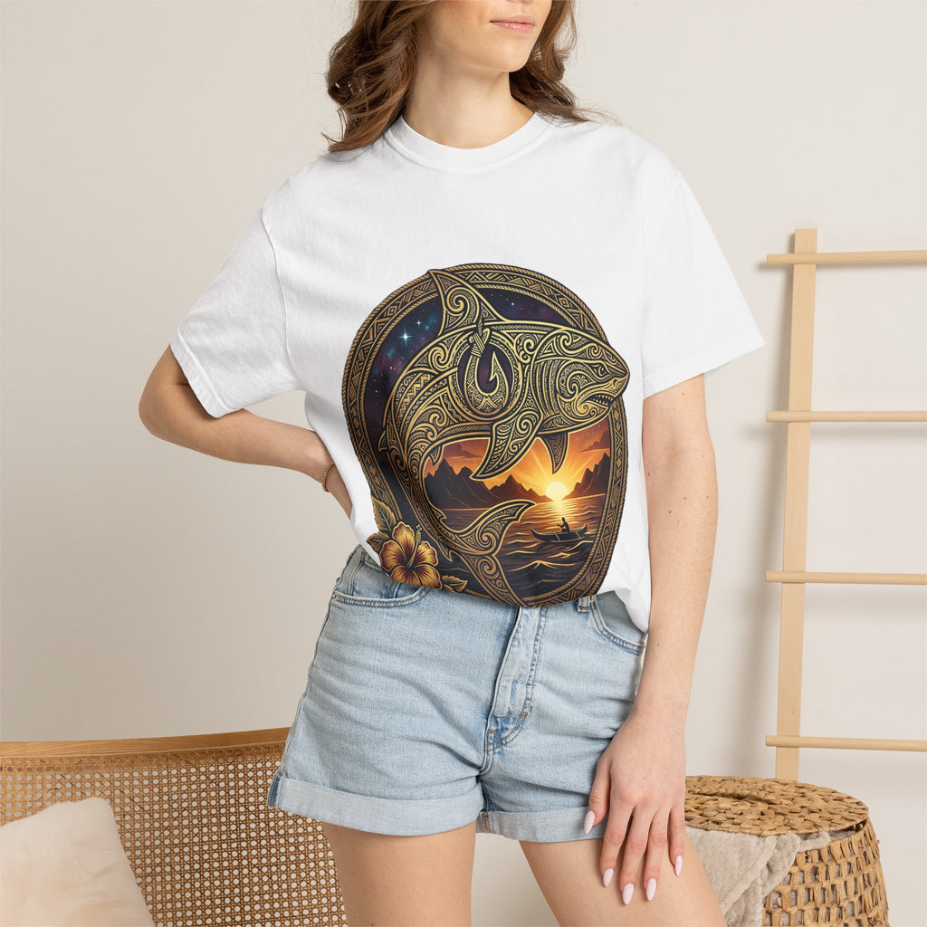 Shark Sunset T-Shirt — Tribal Ocean Shark Graphic Tee