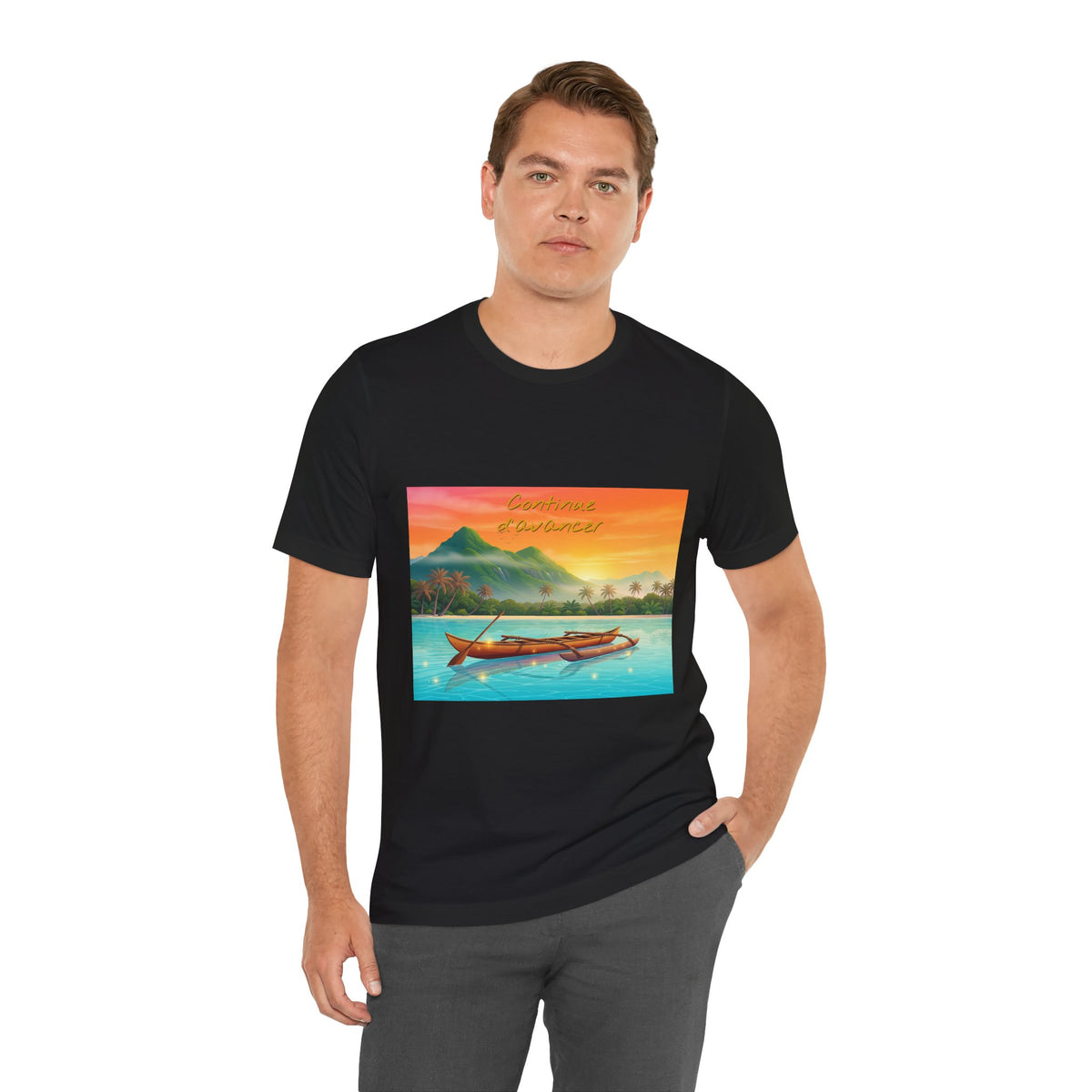 Sunset Longtail Boat Tee — Tropical Beach Graphic T-Shirt
