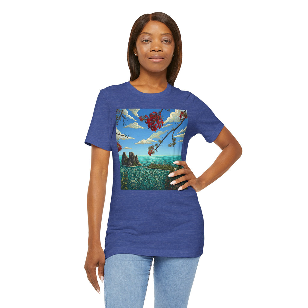 Surreal Beachscape Tee — Dreamy Sunset Ocean Art T-Shirt