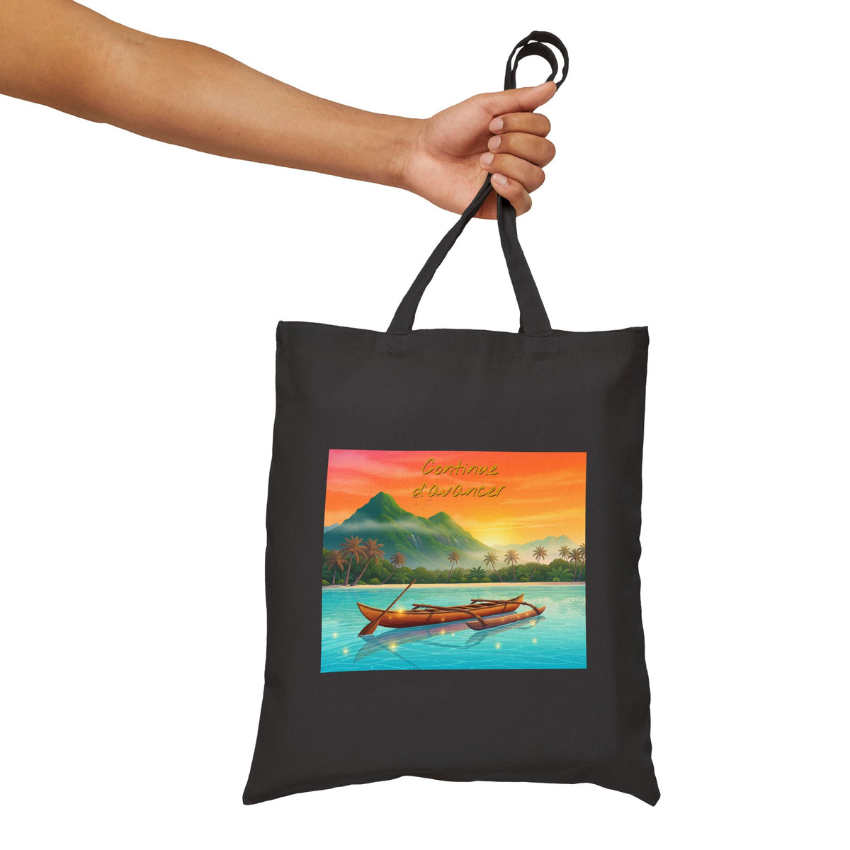 Tote Bag — Tropical Sunset Boat Canvas Tote