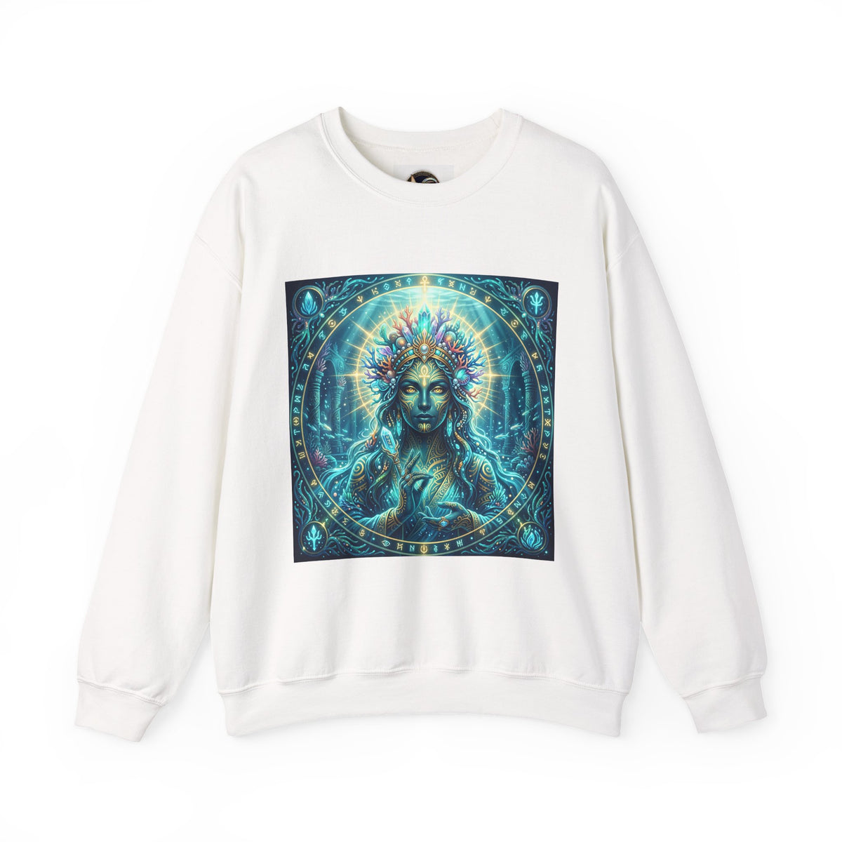 Mystic Goddess Crewneck Sweatshirt — Neon Spiritual Art Pullover