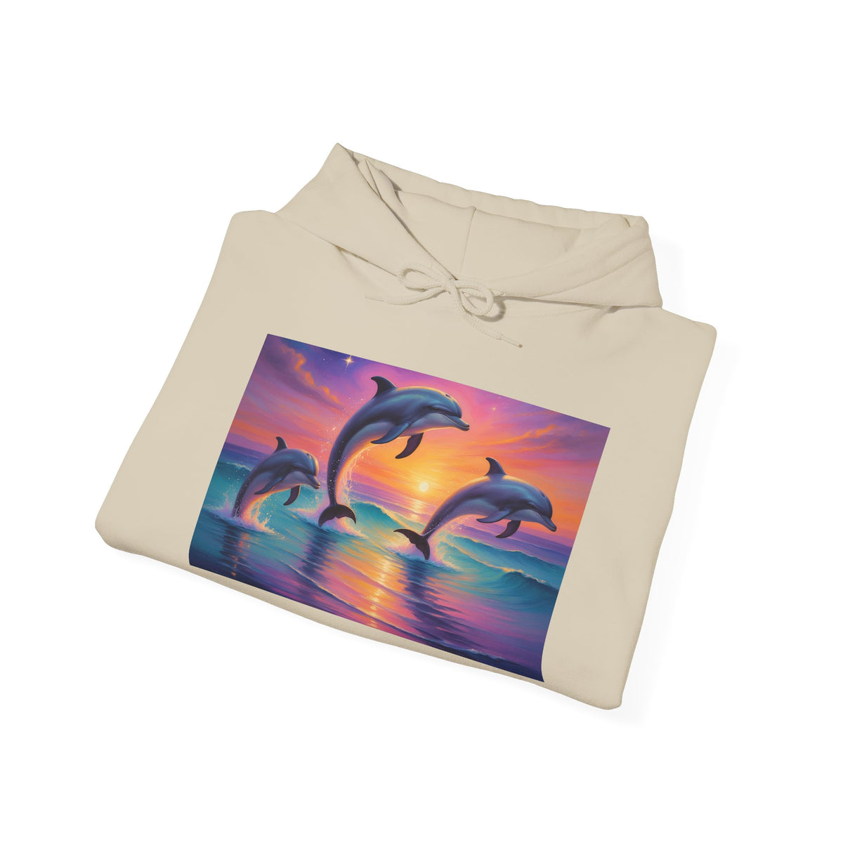 Dolphin Sunset Hoodie — Tropical Ocean Sunset Dolphin Graphic Sweatshirt