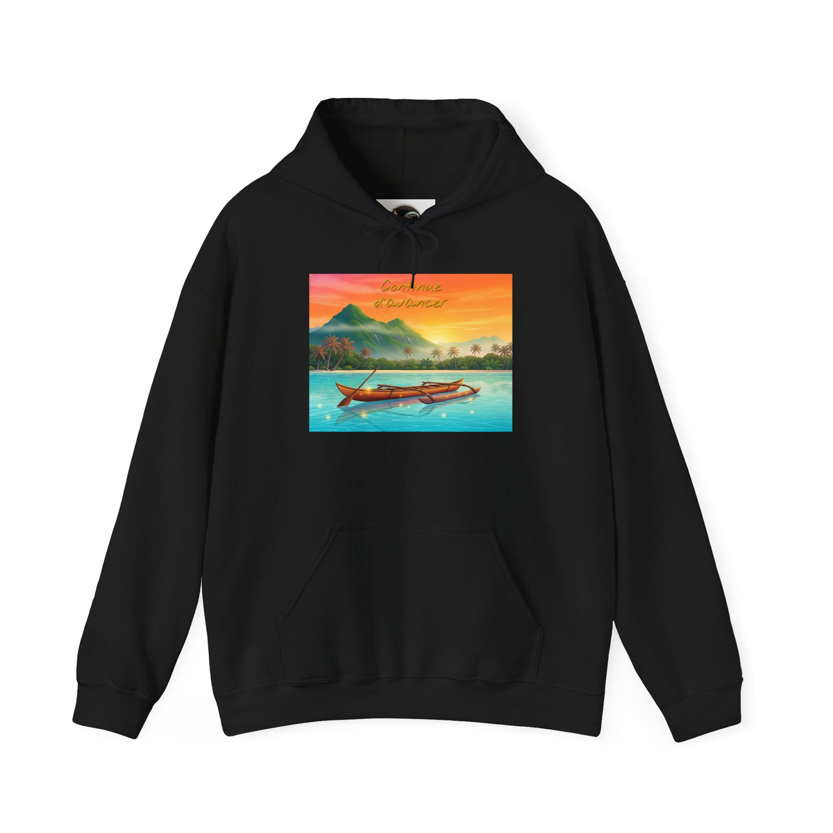 Tropical Sunset Hoodie — Scenic Boat & Island Print