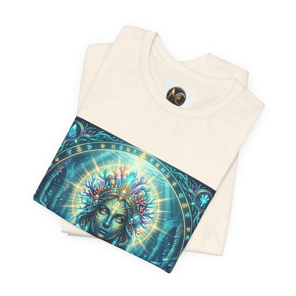 Mystic Goddess Art Tee — Celestial Blue Spiritual Graphic T-Shirt